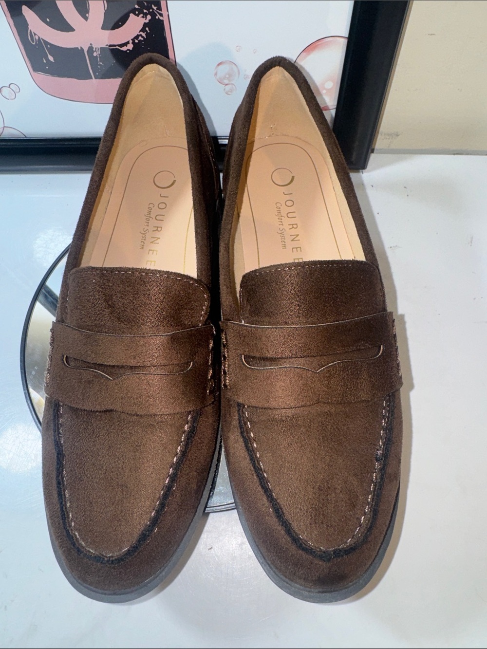 New Journee Collection Brooks Women’s Moc Brown Suede Penny Loafers - Size 6